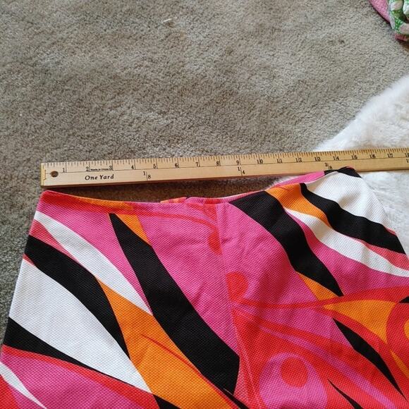 Evelyn Abstract Funky Fun NWOT Pants Size 8 Pink Retro White Black Zipper Side - Picture 4 of 12